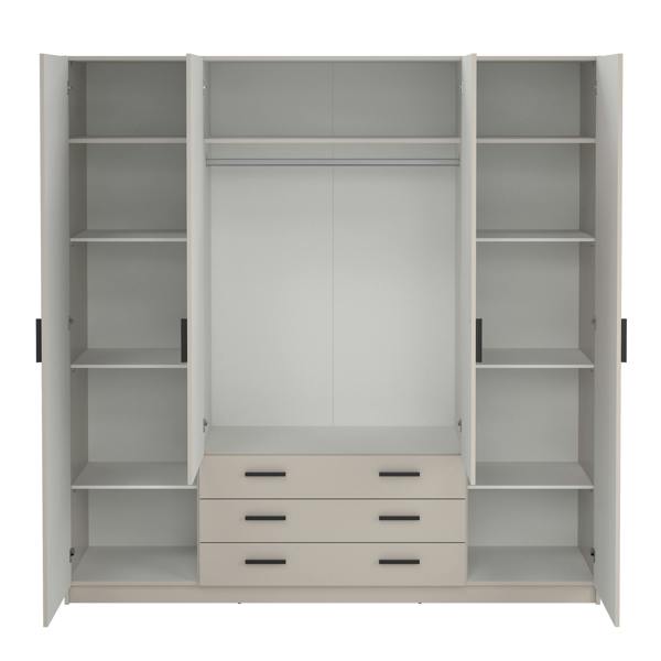 Furniture To Go Sprint Wardrobe with 4 Doors + 3 Drawers in Cashmere