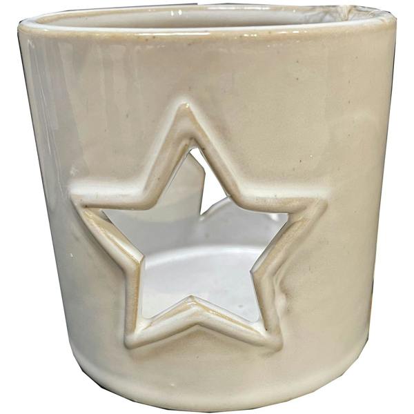 Hill Interiors Star Cut-Out Tealight Holder - White - 
