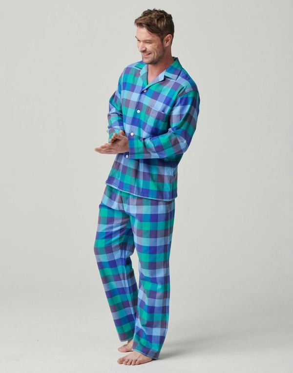 Men's Brushed Cotton Pyjama Set –  Blue Shire Square - British Boxers