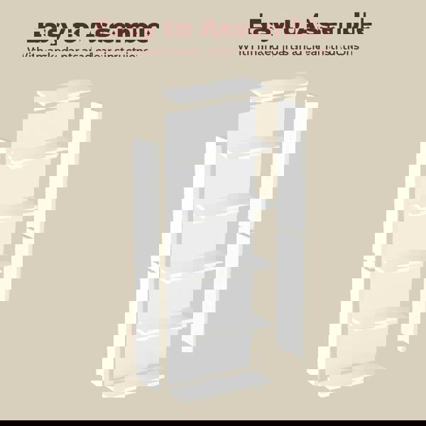 Levede Slim 6 Tier Bookshelf Narrow Bookcase  Storage Shelf Organizer Unit White