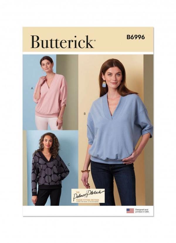 Butterick Sewing Pattern 6996, Tops for Women, K5 (8-10-12-14-16) - Intermediate