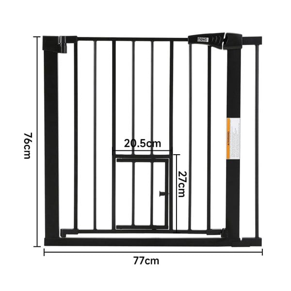 Pet Safety Gate Stair Pressure Fit with Lockable Cat Flap Pet Gates Living and Home