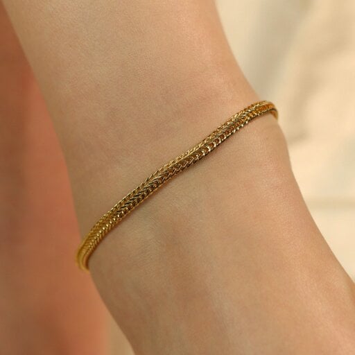 The Colourful Aura Golden Brass Minimalist Boho Thin Braided Slim Foot Indian Payal Anklet