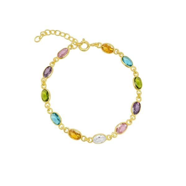 Spero London Multicolour Oval Gem Sterling Silver Bracelet