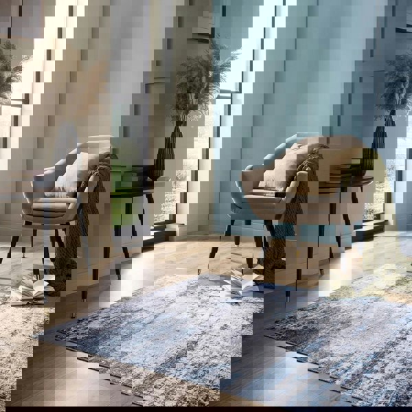 Eco-Washable Blue Rug Abstract Design