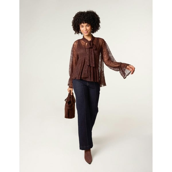 Blue Vanilla Lace Pussybow Blouse