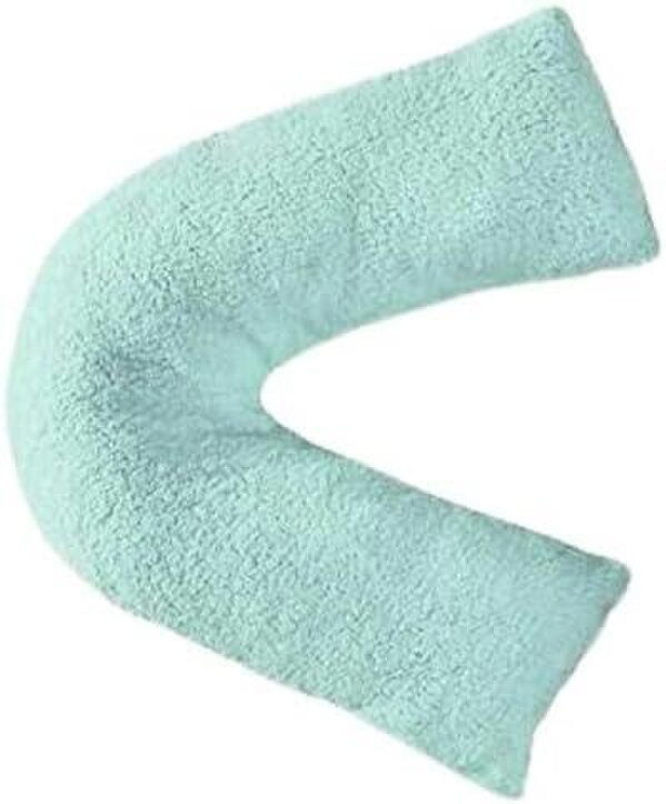 Night Zone Teddy Bear Fleece V Shaped Pillow – Soft Support Cushion with Case or Cover Only - Duck Egg - Cover Only
