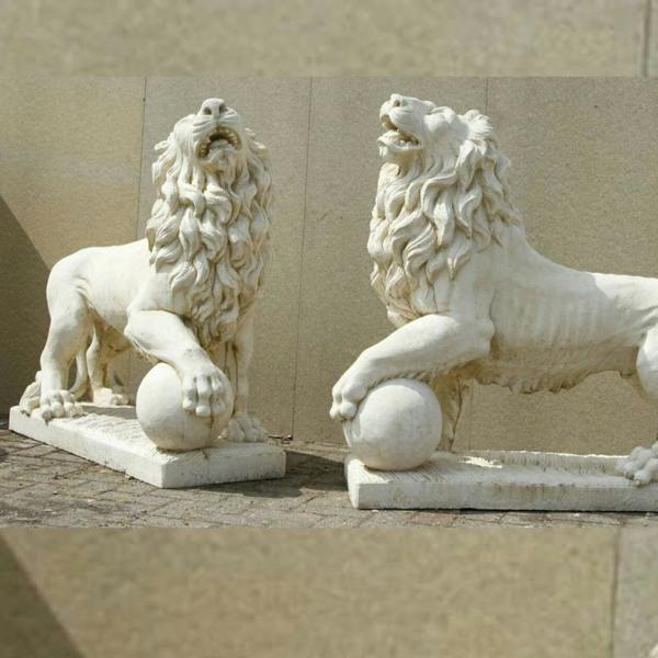 Pair of Giant Stunning Lions with Ball