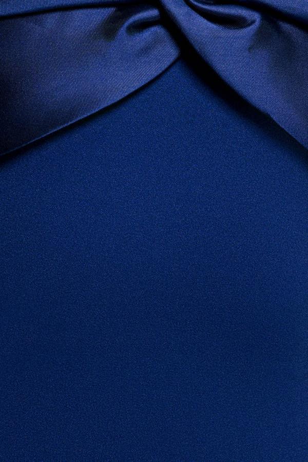 Goddiva Twist Knot Satin & Scuba Bardot Maxi Dress - Royal Blue by Goddiva