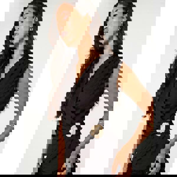 Pink Vanilla Stone Buckle Cross Over Slinky Top