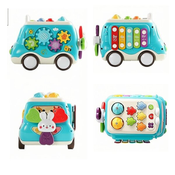 deAO Toys deAO Interactive Learning Bus Toy Multi‑Function Activity Car with Lights, Music, Tools & Gears Educational Sensory Toy for Toddlers