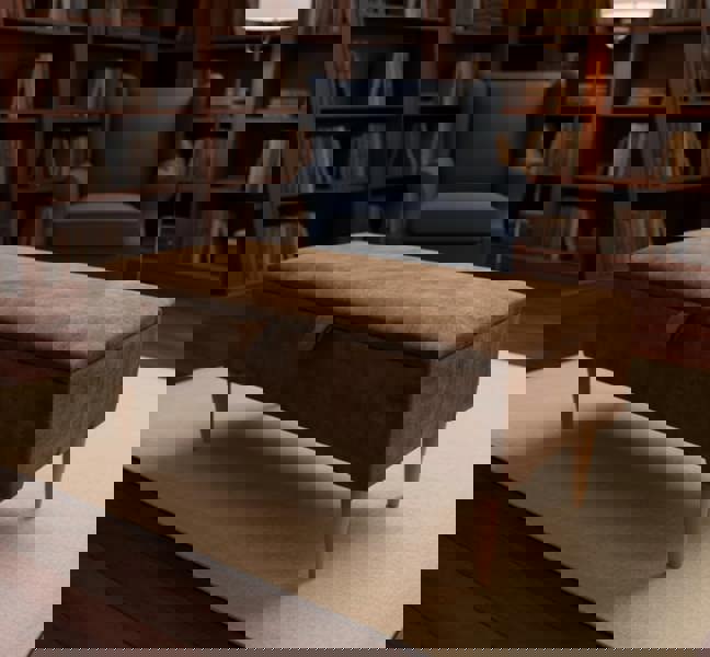 ISTOOLS Premium marble Brown Storage Ottoman Bench – Multi-Purpose Coffee Table & Extra Seating | ISTOOLS