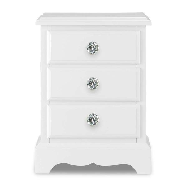 Statement Furniture Romance French Style Bedside Table with Crystal Handles Assembled