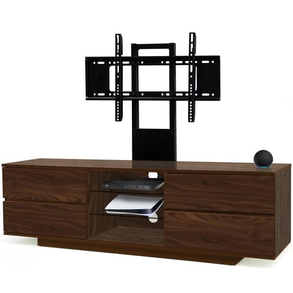 Homeology Avitus Walnut with 4-Walnut Drawers and 3-Shelves up to 65" LED, LCD, Plasma TV Stand with Mounting Arm