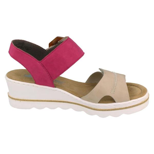 Rieker Ladies Rieker Buckle Detailed Wedge Heeled Sandals 67476