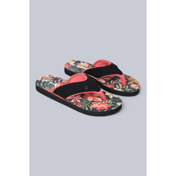 Animal Womens Leaf Print Recycled Flip Flops - Bright Orange