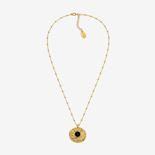 Uchi & Soto Kin Molten Gold and Navy Stone Pendant Necklace