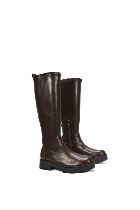 XY LONDON Chunky Sole Knee High Leg Stretch Boots