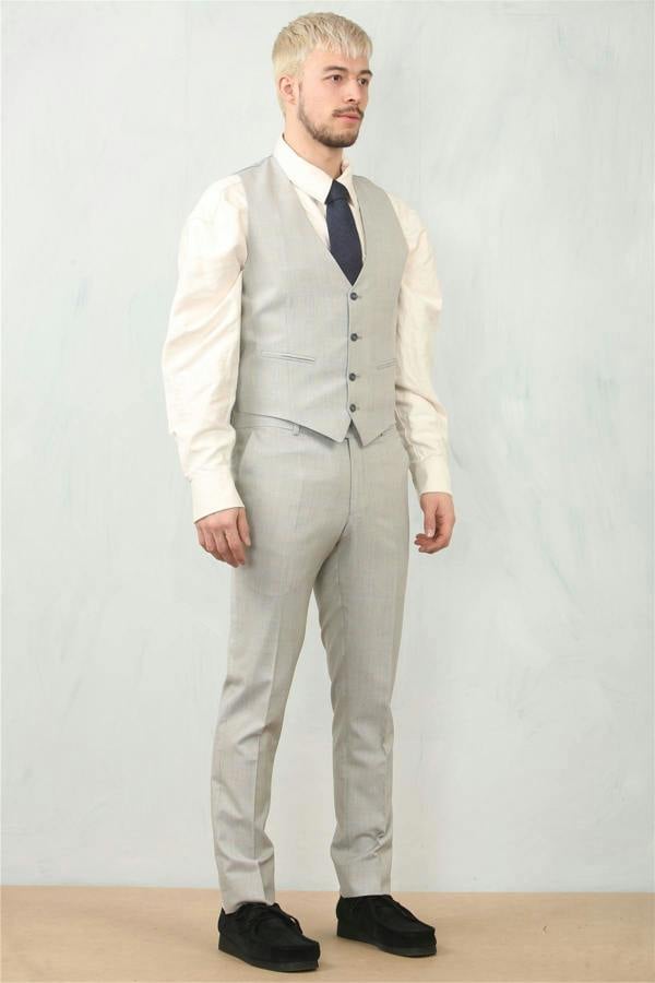 Infinity Leather Men's 3 Piece Prince Of Wales Grey Suit Workwear