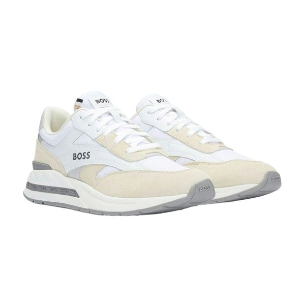 Boss Mens Kurt Leather Running Trainers - White