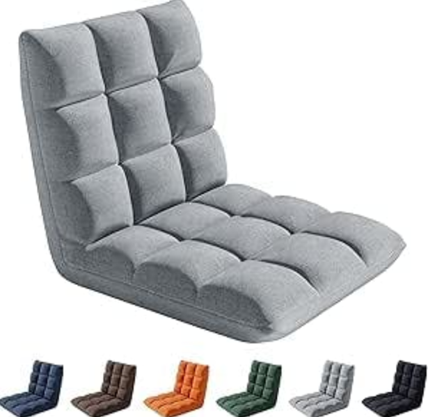 Folding Floor Chair 14 Position Padded Adjustable Lounge Recliner Chair