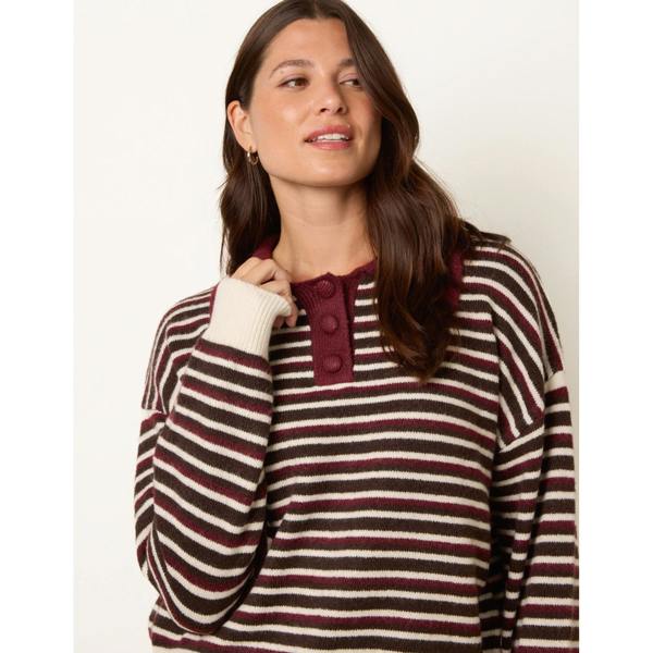Blue Vanilla Stripe Knit Polo Jumper
