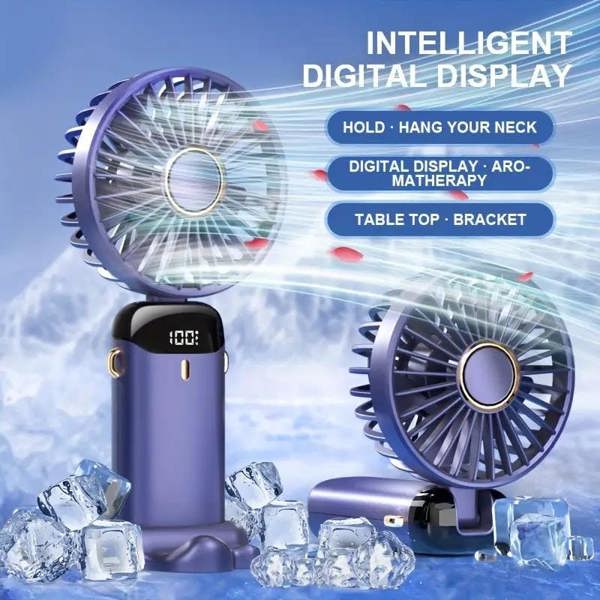 Dyzi 2 in 1 Portable Mini Handheld Desk Fan USB C Rechargeable Purple