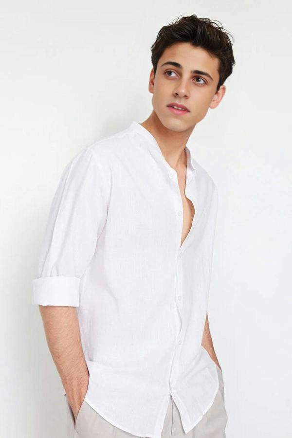 WOVCOR 100% Cotton Men’s Shirt with Embroidery Detail
