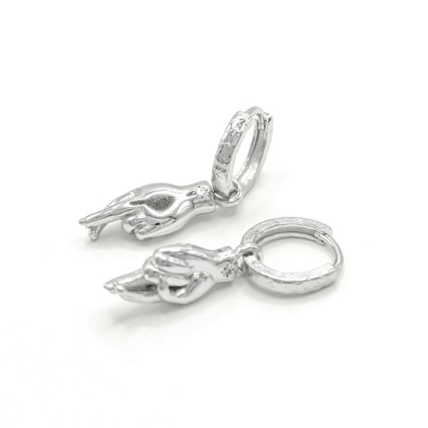 Luna Charles Faye Fingers Crossed Huggies | 925 Sterling Silver