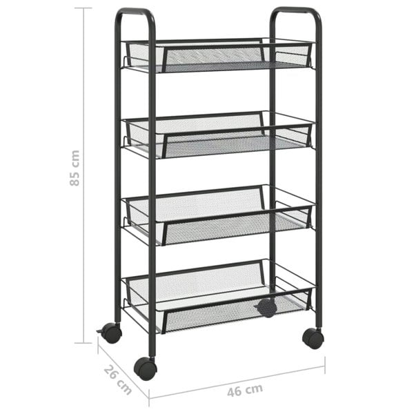 Berkfield 4-Tier Kitchen Trolley Black 46x26x85 cm Iron