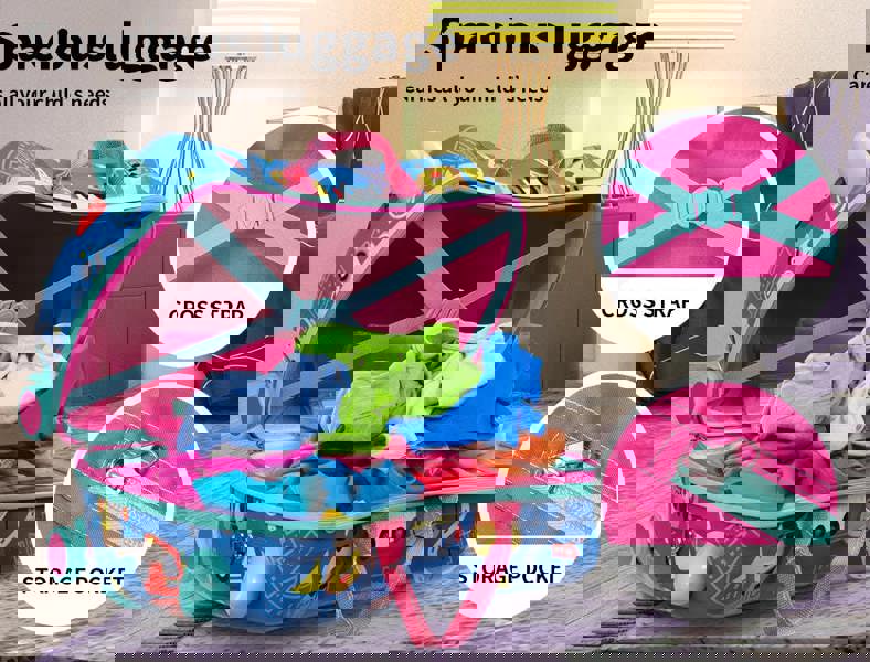 Dekko 17'' Kids Ride On Suitcase Carry On Travel Luggage on Wheel Lightweight