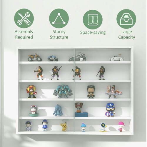 Wyld Haus Ronimo Wood And Glass White Wall Mounted Display Cabinet With Adjustable Shelves