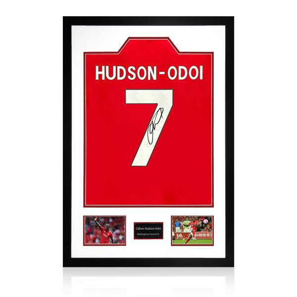 Callum Hudson-Odoi Signed Nottingham Forest Shirt Premium Frame