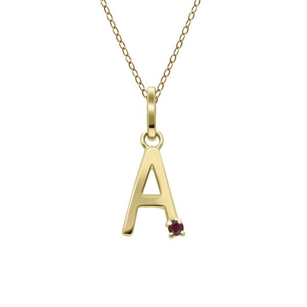 Gemondo Initial Ruby Letter Necklace In 9ct Yellow Gold