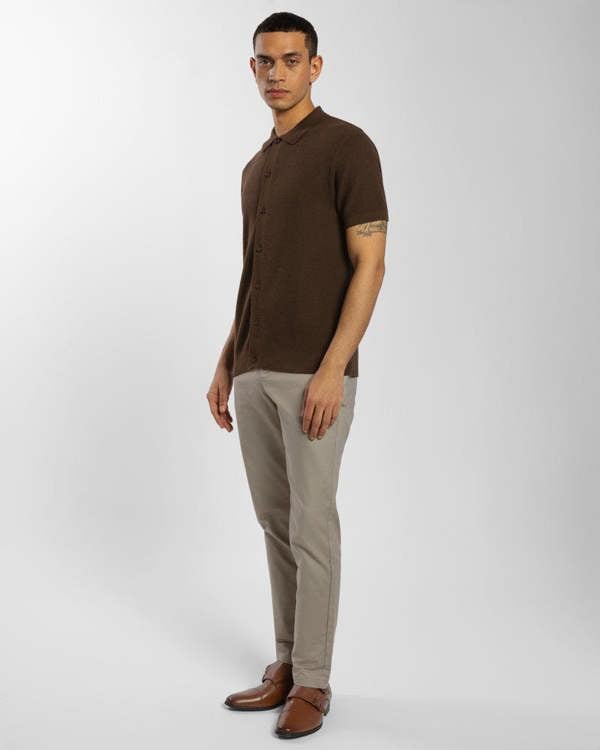 Steel & Jelly Textured Knitted Polo Shirt