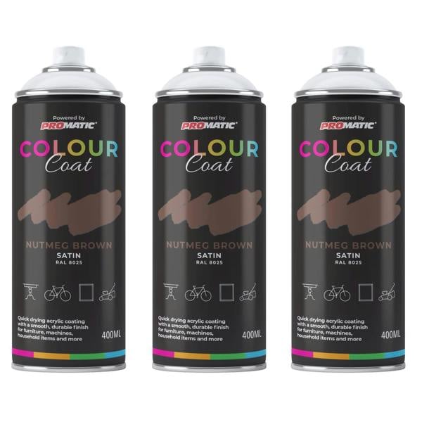 Colour Coat 3X Nutmeg Brown RAL 8025 Satin Spray Paint 400ml