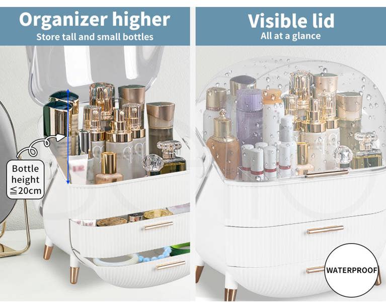 Ilus Cosmetic Storage Organiser Makeup Three Layer Skincare Display Case Box
