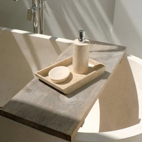 Marble soap dispenser three colours beige black carrara genuine stone