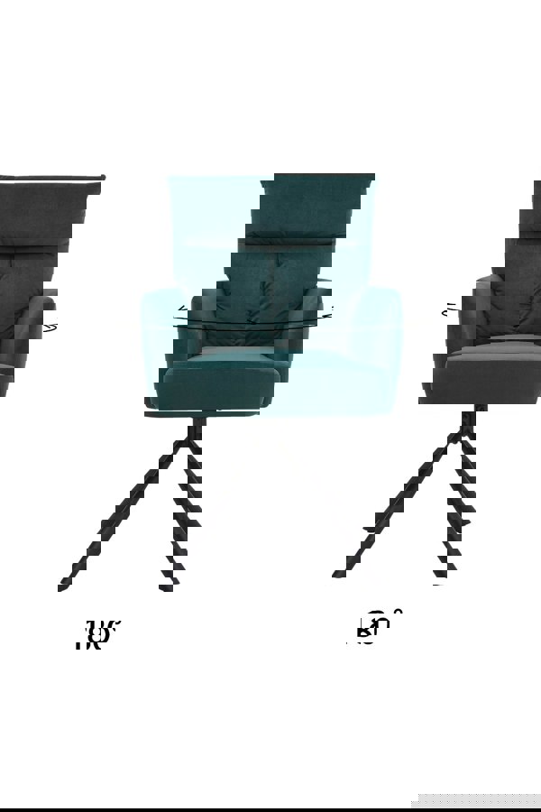 Living and Home Modern Green Upholstered Swivel Armchair with Black Legs