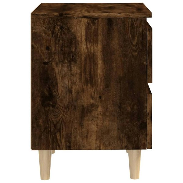 Berkfield Bed Cabinet with Solid Wood Legs Smoked Oak 40x35x50 cm