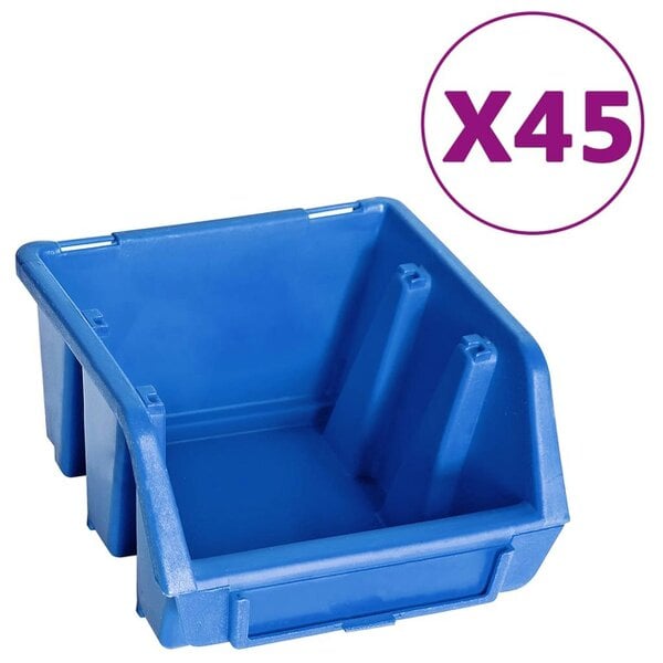 Berkfield 48 Piece Storage Bin Kit with Wall Panels Blue and Black