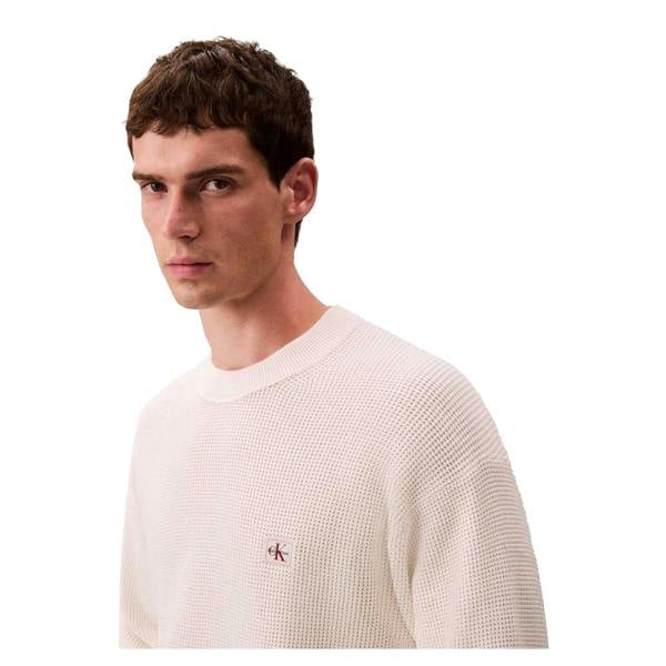 Calvin Klein Mens Waffle Crew Neck Jumper - Calico - 