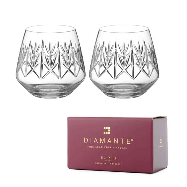 Diamante Noveau Stemless Wine Glasses - Set of 2