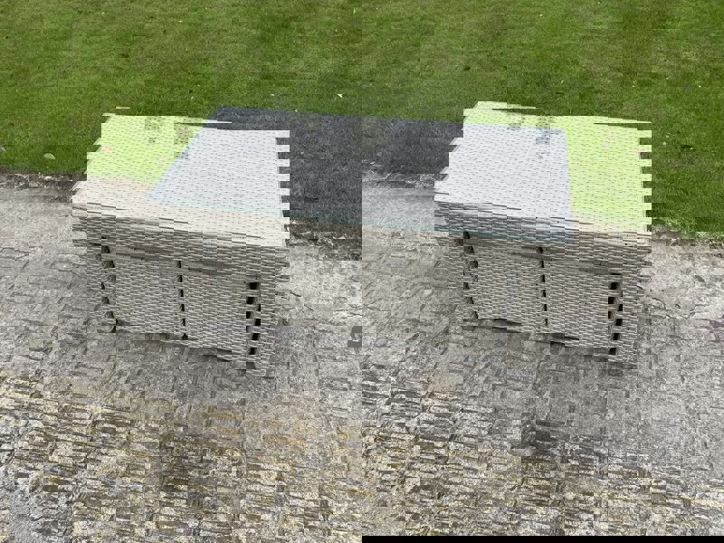 Fimous Wicker Rattan Garden Furniture Sofa Sets Outdoor Patio Coffee Table With Stools light grey