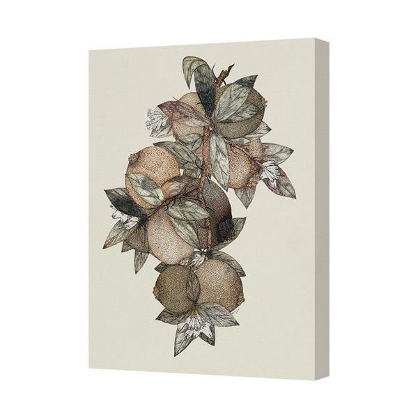 Benjamin Tate Design Contemporary Botanical Canvas Art Print Of Fruits And Leaves Handcrafted In UK