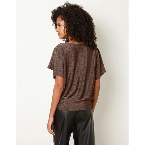 Blue Vanilla Button Detail Draped Cowl Neck Top