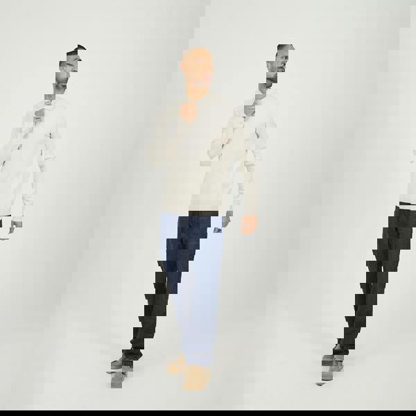 Brave Soul Cream Long Sleeve Knitted Polo - Cream Image 3