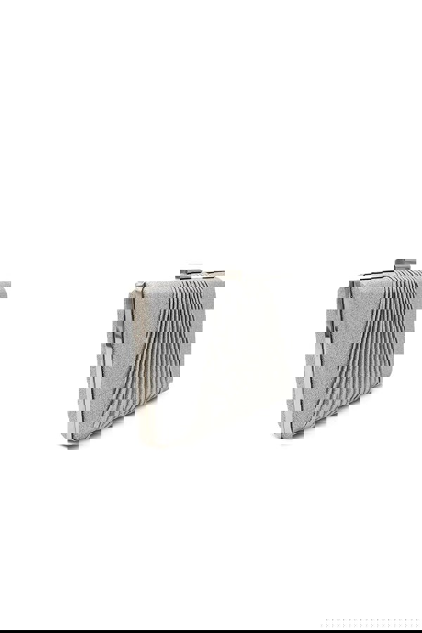 Pluspup Glitter Clutch Bag with Pleated Design and Chain Strap