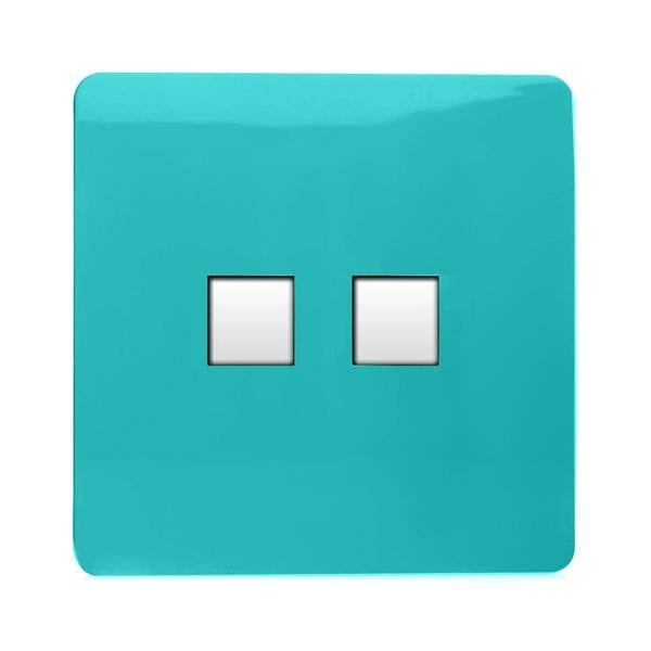 Trendi Switch 2 Gang Cat 3 Telephone Slave Socket in Bright Teal