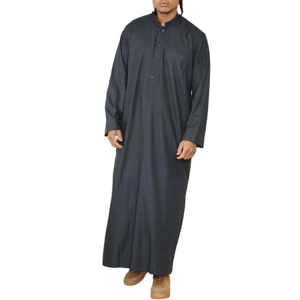 Infinity Leather Mens Thobe Jubba Saudi Islamic Arabic Eid Cotton Kaftan Jubbah Umrah Robe